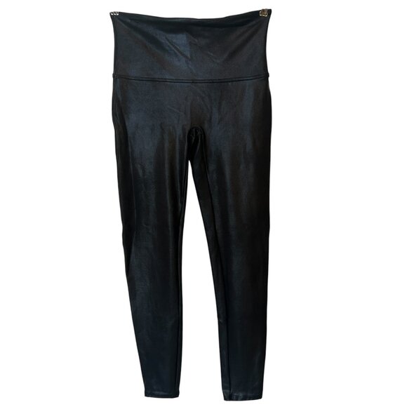 SPANX black faux leather leggings sz XL - Picture 5 of 13